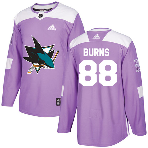 Adidas Sharks #88 Brent Burns Purple Authentic Fights Cancer Stitched NHL Jersey